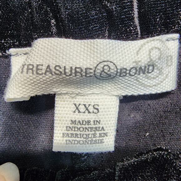 Treasure & Bond Black Velvet Pants Size XXS Elastic Waist Pull On Stretch Luxe - Picture 10 of 10
